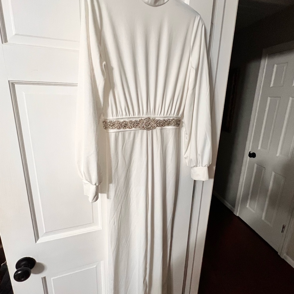 ✨Closet Price Drops!!✨ Chic White Jumpsuit with Rhinestone Detailing